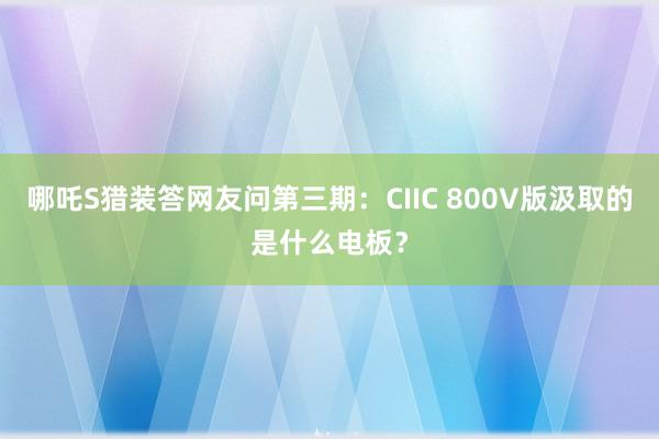 哪吒S猎装答网友问第三期：CIIC 800V版汲取的是什么电板？