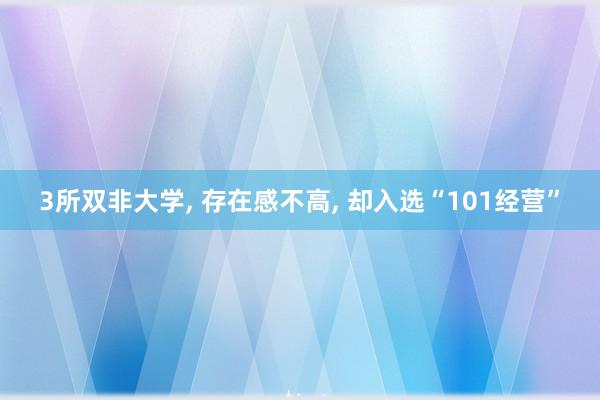 3所双非大学, 存在感不高, 却入选“101经营”