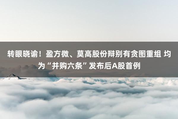 转眼晓谕！盈方微、莫高股份辩别有贪图重组 均为“并购六条”发布后A股首例